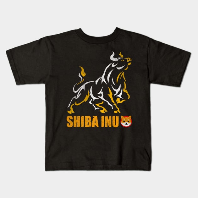 Vintage Bull Market Shiba Inu Coin Crypto Shib Army Hodl Hodler Men Kids Cryptocurrency Lovers Kids T-Shirt by Thingking About